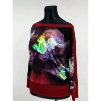 Bluzka MAXI kimono z fotonadrukiem kremowe róże